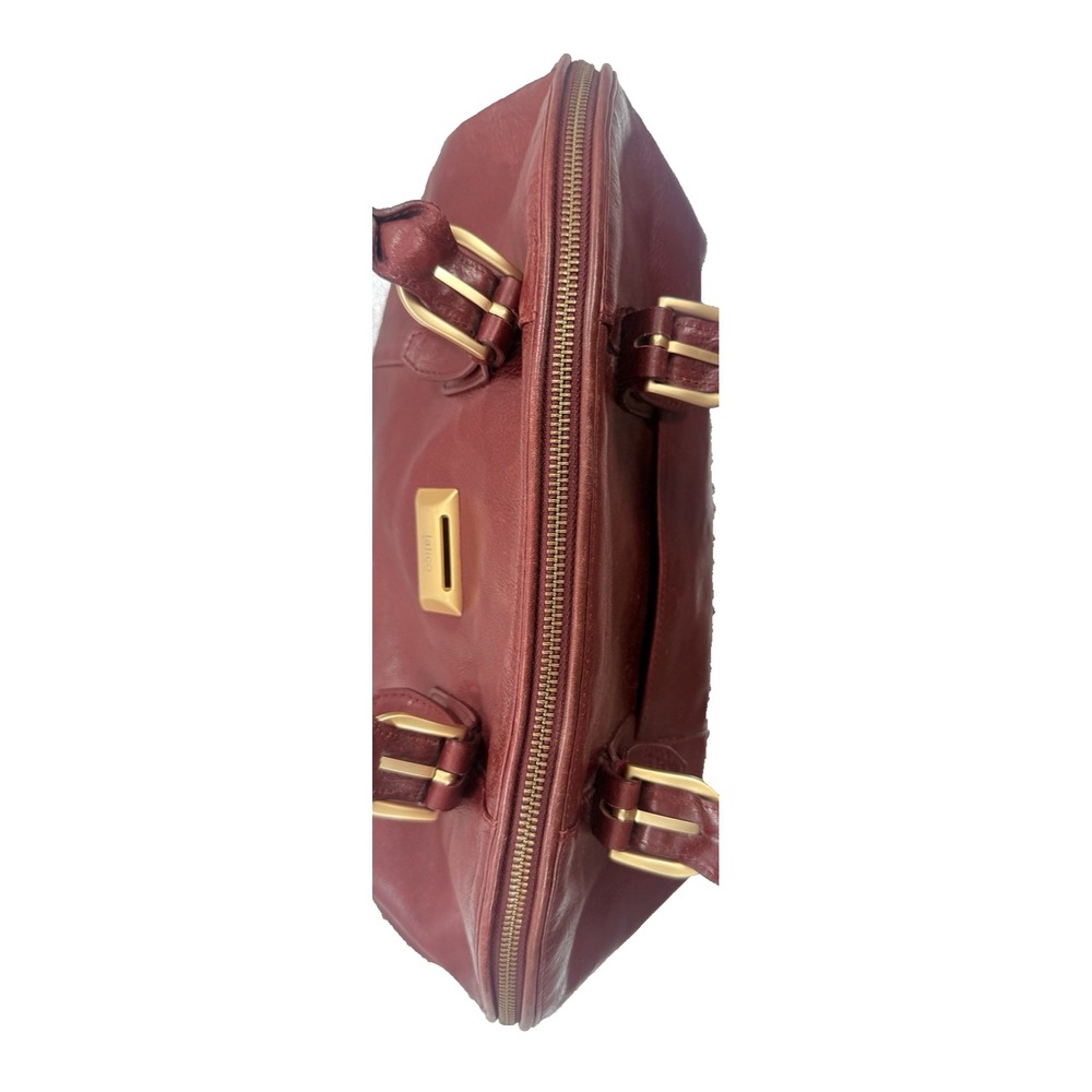 Latico Leathers Burgundy Leather Dome Shoulder Bag Gold Hardware Satchel Red - Picture 8 of 12